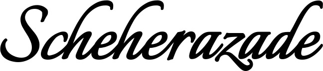 Vorschau des Bootsnamens "Scheherazade" als Schriftzug für "Bootsbeschriftung Klassisch 58"