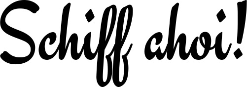 Vorschau des Bootsnamens "Schiff ahoi!" als Schriftzug für "Bootsbeschriftung Klassisch 63"