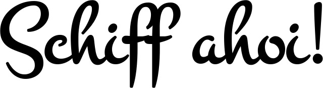 Vorschau des Bootsnamens "Schiff ahoi!" als Schriftzug für "Bootsbeschriftung Klassisch 81"