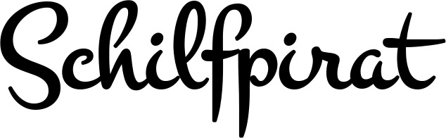 Vorschau des Bootsnamens "Schilfpirat" als Schriftzug für "Bootsbeschriftung Klassisch 81"