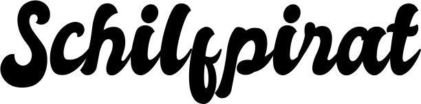 Vorschau des Bootsnamens "Schilfpirat" als Schriftzug für "Bootsbeschriftung Klassisch 41"