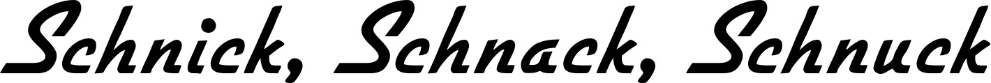 Vorschau des Bootsnamens "Schnick, Schnack, Schnuck" als Schriftzug für "Bootsbeschriftung Klassisch 66"