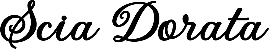 Vorschau des Bootsnamens "Scia Dorata" als Schriftzug für "Bootsbeschriftung Klassisch 69"