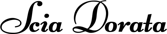 Vorschau des Bootsnamens "Scia Dorata" als Schriftzug für "Bootsbeschriftung Klassisch 76-A"