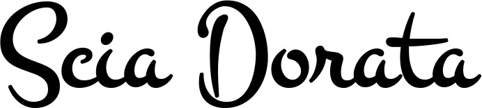 Vorschau des Bootsnamens "Scia Dorata" als Schriftzug für "Bootsbeschriftung Klassisch 81"