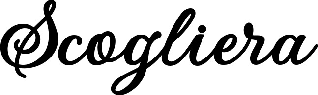 Vorschau des Bootsnamens "Scogliera" als Schriftzug für "Style Klassisch 69"