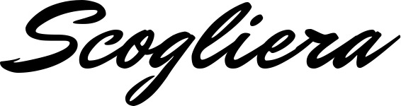 Vorschau des Bootsnamens "Scogliera" als Schriftzug für "Bootsbeschriftung Klassisch 82"