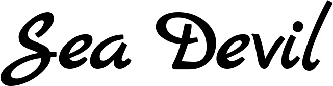 Vorschau des Bootsnamens "Sea Devil" als Schriftzug für "Bootsbeschriftung Klassisch 45"