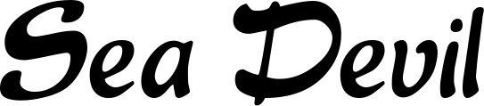 Vorschau des Bootsnamens "Sea Devil" als Schriftzug für "Bootsbeschriftung Klassisch 15"