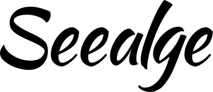 Vorschau des Bootsnamens "Seealge" als Schriftzug für "Bootsbeschriftung Klassisch 73"