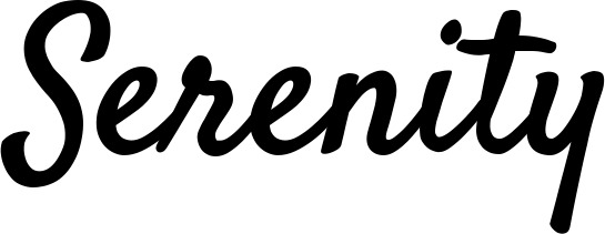 Vorschau des Bootsnamens "Serenity" als Schriftzug für "Bootsbeschriftung Klassisch 96"