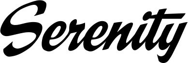 Vorschau des Bootsnamens "Serenity" als Schriftzug für "Bootsbeschriftung Klassisch 29"