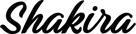 Vorschau des Bootsnamens "Shakira" als Schriftzug für "Bootsbeschriftung Klassisch 48"