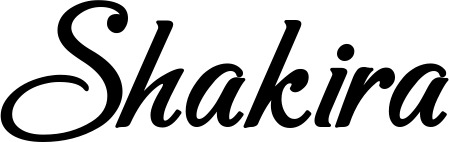 Vorschau des Bootsnamens "Shakira" als Schriftzug für "Bootsbeschriftung Klassisch 50"