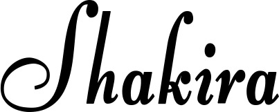 Vorschau des Bootsnamens "Shakira" als Schriftzug für "Bootsbeschriftung Klassisch 76"