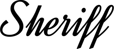 Vorschau des Bootsnamens "Sheriff" als Schriftzug für "Bootsbeschriftung Klassisch 44"