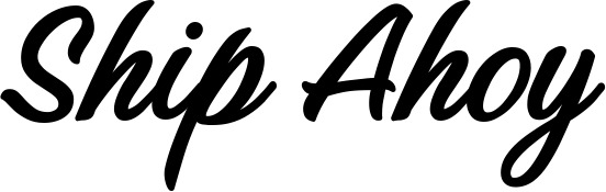 Vorschau des Bootsnamens "Ship Ahoy" als Schriftzug für "Bootsbeschriftung Klassisch 48"