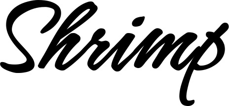 Vorschau des Bootsnamens "Shrimp" als Schriftzug für "Bootsbeschriftung Klassisch 71"