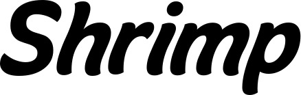 Vorschau des Bootsnamens "Shrimp" als Schriftzug für "Bootsbeschriftung Klassisch 14"