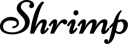 Vorschau des Bootsnamens "Shrimp" als Schriftzug für "Bootsbeschriftung Klassisch 84"