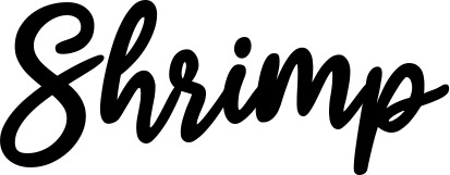 Vorschau des Bootsnamens "Shrimp" als Schriftzug für "Bootsbeschriftung Klassisch 74"