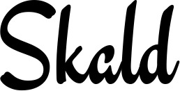 Vorschau des Bootsnamens "Skald" als Schriftzug für "Bootsbeschriftung Klassisch 63"