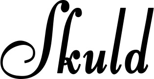 Vorschau des Bootsnamens "Skuld" als Schriftzug für "Bootsbeschriftung Klassisch 76"