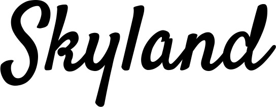 Vorschau des Bootsnamens "Skyland" als Schriftzug für "Bootsbeschriftung Klassisch 96"