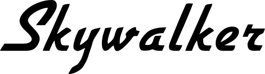 Vorschau des Bootsnamens "Skywalker" als Schriftzug für "Bootsbeschriftung Klassisch 66"