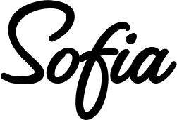 Vorschau des Bootsnamens "Sofia" als Schriftzug für "Bootsbeschriftung Klassisch 111"