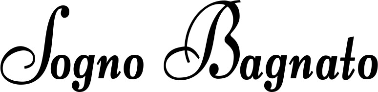 Vorschau des Bootsnamens "Sogno Bagnato" als Schriftzug für "Bootsbeschriftung Klassisch 76"