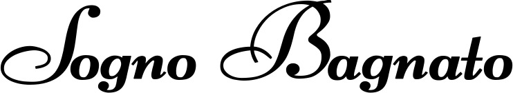 Vorschau des Bootsnamens "Sogno Bagnato" als Schriftzug für "Bootsbeschriftung Klassisch 76-A"