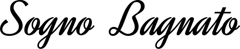 Vorschau des Bootsnamens "Sogno Bagnato" als Schriftzug für "Bootsbeschriftung Klassisch 44"