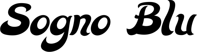 Vorschau des Bootsnamens "Sogno Blu" als Schriftzug für "Bootsbeschriftung Klassisch 33"