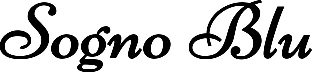 Vorschau des Bootsnamens "Sogno Blu" als Schriftzug für "Bootsbeschriftung Klassisch 84"