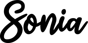 Vorschau des Bootsnamens "Sonia" als Schriftzug für "Bootsbeschriftung Klassisch 74"