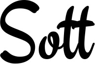 Vorschau des Bootsnamens "Sott" als Schriftzug für "Bootsbeschriftung Klassisch 63"