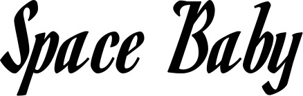 Vorschau des Bootsnamens "Space Baby" als Schriftzug für "Bootsbeschriftung Klassisch 93"