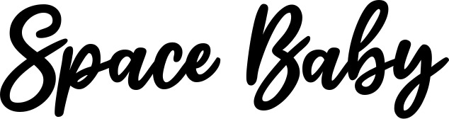Vorschau des Bootsnamens "Space Baby" als Schriftzug für "Bootsbeschriftung Klassisch 74"