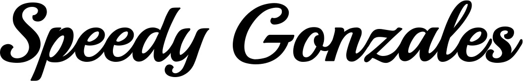 Vorschau des Bootsnamens "Speedy Gonzales" als Schriftzug für "Bootsbeschriftung Klassisch 86"