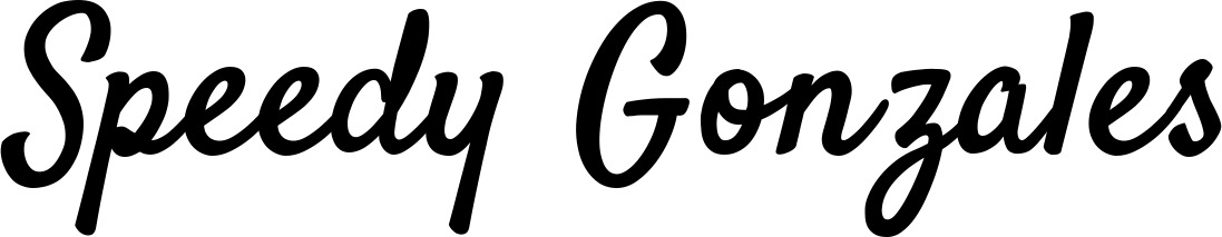 Vorschau des Bootsnamens "Speedy Gonzales" als Schriftzug für "Bootsbeschriftung Klassisch 96"