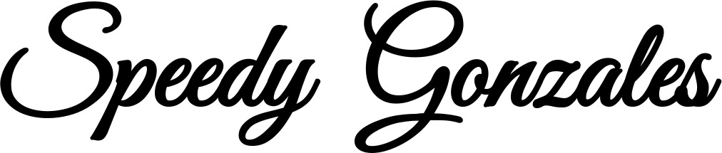 Vorschau des Bootsnamens "Speedy Gonzales" als Schriftzug für "Bootsbeschriftung Klassisch 68"