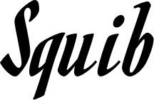 Vorschau des Bootsnamens "Squib" als Schriftzug für "Bootsbeschriftung Klassisch 93"