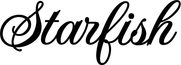 Vorschau des Bootsnamens "Starfish" als Schriftzug für "Bootsbeschriftung Klassisch 70"