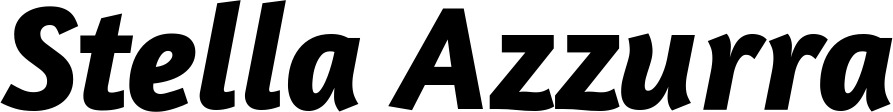 Vorschau des Bootsnamens "Stella Azzurra" als Schriftzug für "Bootsbeschriftung Kursiv 01"