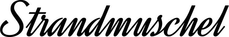 Vorschau des Bootsnamens "Strandmuschel" als Schriftzug für "Bootsbeschriftung Klassisch 44"