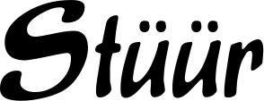 Vorschau des Bootsnamens "Stüür" als Schriftzug für "Bootsbeschriftung Klassisch 15"