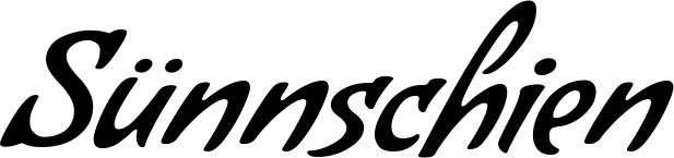 Vorschau des Bootsnamens "Sünnschien" als Schriftzug für "Bootsbeschriftung Klassisch 57"