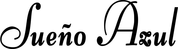 Vorschau des Bootsnamens "Sueño Azul" als Schriftzug für "Bootsbeschriftung Klassisch 76"