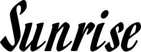 Vorschau des Bootsnamens "Sunrise" als Schriftzug für "Bootsbeschriftung Klassisch 93"